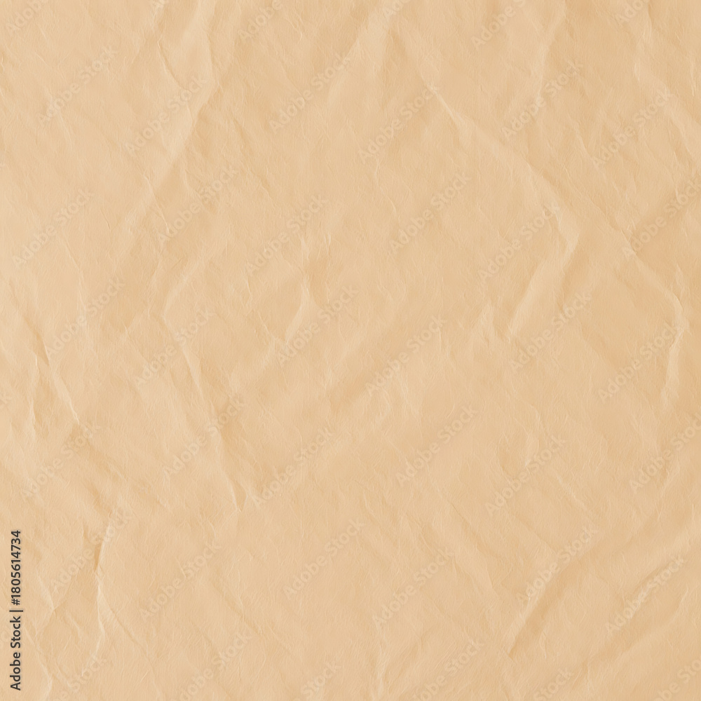 Fototapeta premium Warm, light brown crumpled paper texture provides an inviting and rustic background backdrop, ideal for various design projects, digital presentations, and creative content