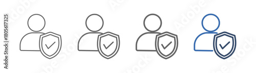 
outline icon sheet integrity with person, shield and check mark design