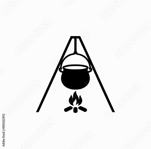 Gulyás Pot Silhouette – Traditional Hungarian Goulash Cooking Vector