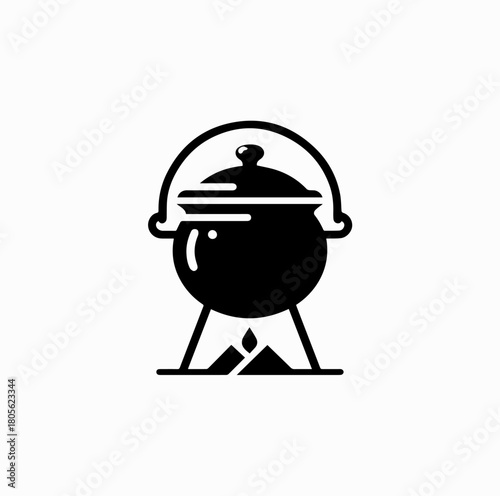Gulyás Pot Silhouette – Traditional Hungarian Goulash Cooking Vector