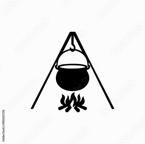 Gulyás Pot Silhouette – Traditional Hungarian Goulash Cooking Vector