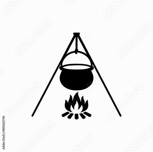 Gulyás Pot Silhouette – Traditional Hungarian Goulash Cooking Vector