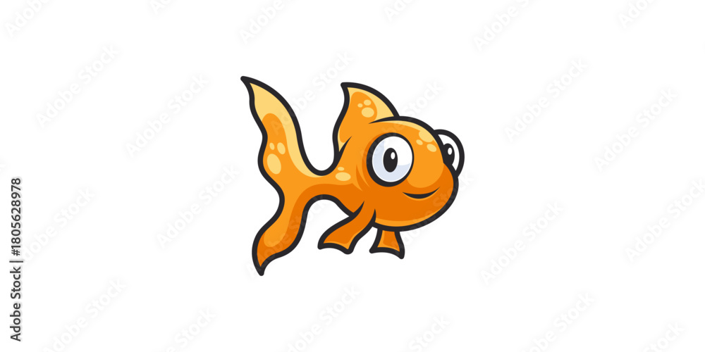 Fototapeta premium Cute Goldfish Illustration Template Art Design Logo Vector Design
