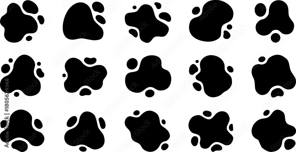 Fototapeta premium set of black silhouettes of abstract blob shape