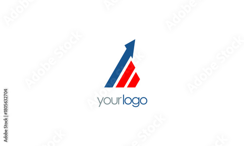 A modern corporate logo featuring a blue arrow symbolizing upward movement, combined with red bars to suggest progress and development for businesses, innovative designs Free Download A modern corporate logo featuring a blue arrow symbolizing upward movement, combined with red bars to suggest progress and development for businesses, innovative designs - GFXLoad