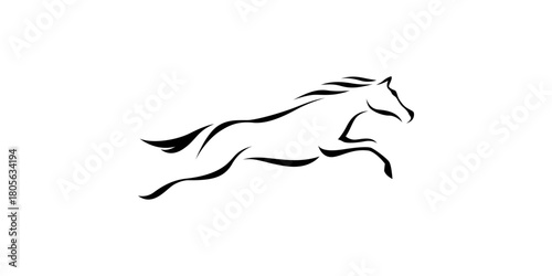 Simple Luxury Illustration of Running Horse Symbol Logo Template Design Vector