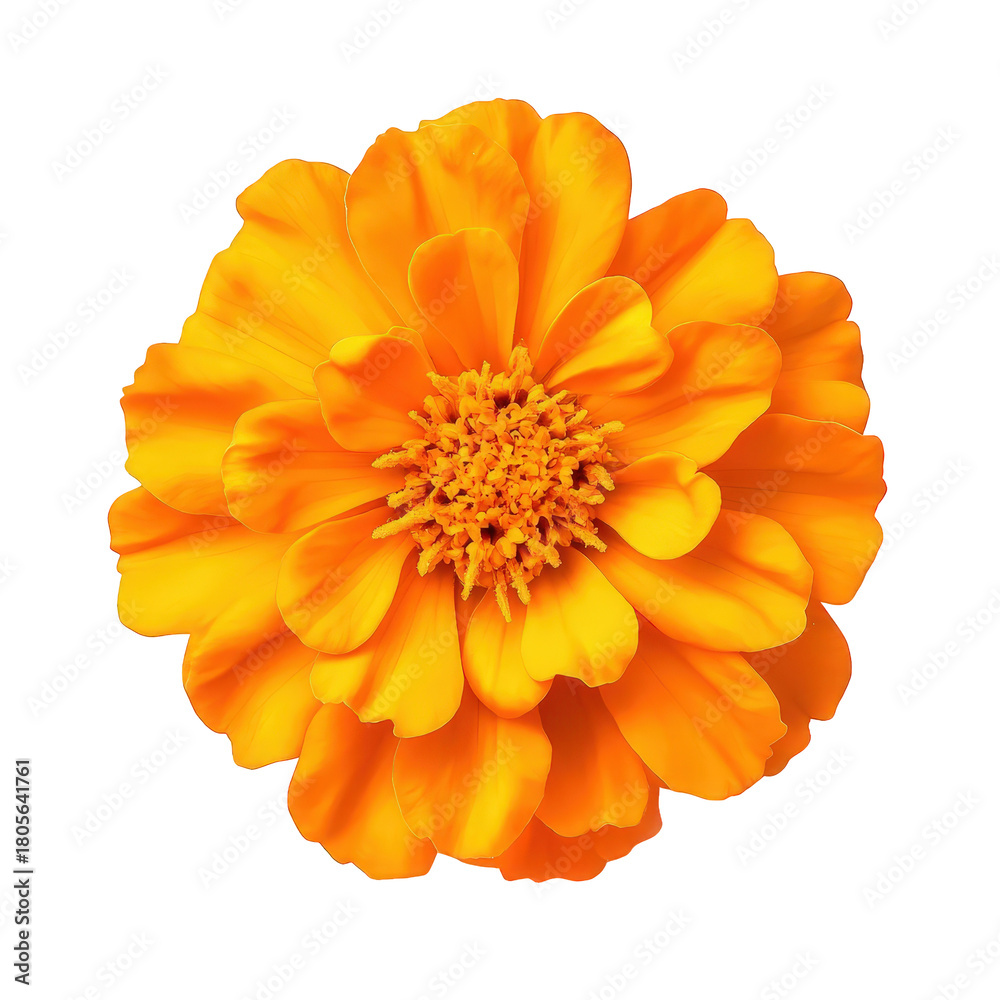 Obraz premium A vibrant orange flower isolated on transparent background, displaying its intricate petal arrangement and radiant color, capturing the essence of natural beauty and freshness