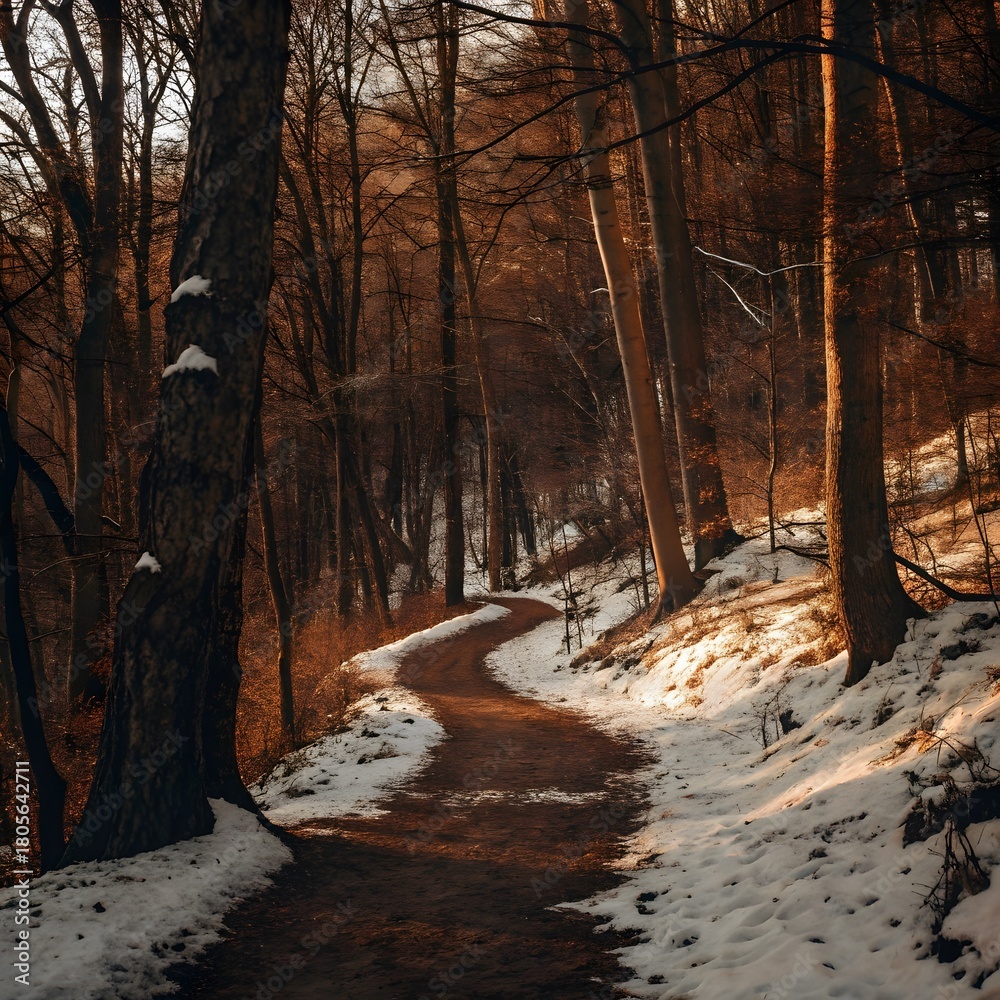 Fototapeta premium Trail in winter forest