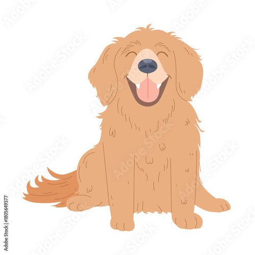 Happy cartoon golden retriever with a joyful expression.
