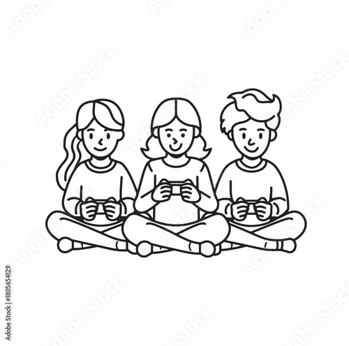 friends playing video games vector illustration  