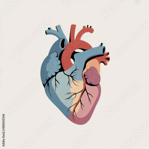Anatomical Heart: A detailed illustration of a human heart, showcasing its intricate structure. The artwork captures the essence of life and anatomy with meticulous detail.
