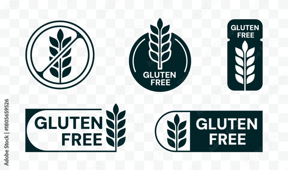 Obraz premium Gluten free badge label design. Healthy Gluten label set.