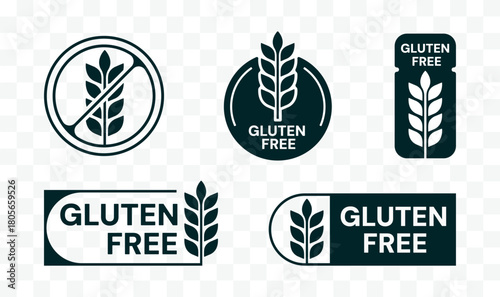 Gluten free badge label design. Healthy Gluten label set.