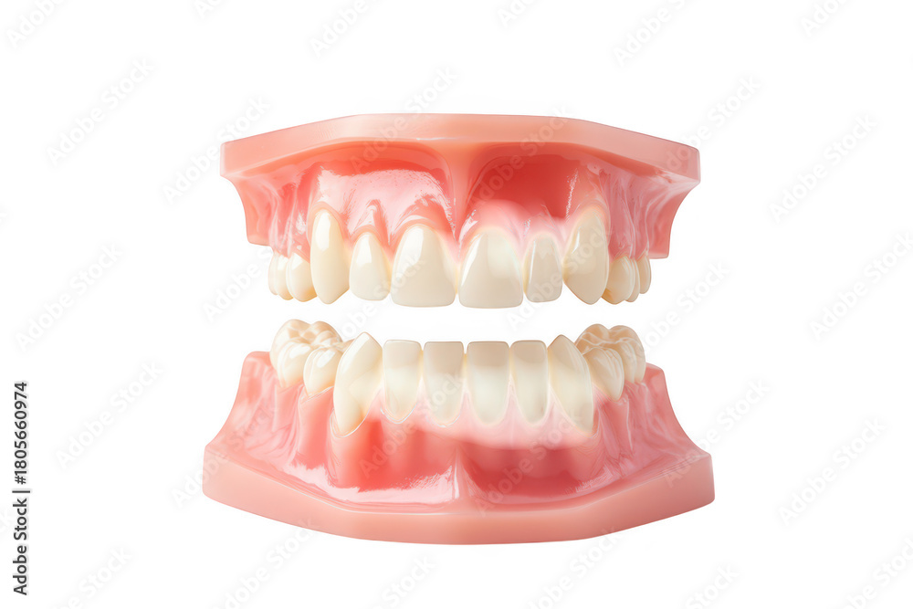 Obraz premium A detailed view of a dental model upper and lower teeth. highlighting dental anatomy and structure. ideal for educational purposes in dental health and hygiene
