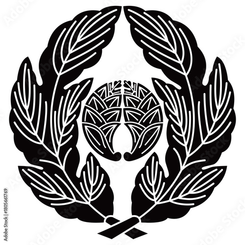 家紋です。抱き菊の葉に茗荷といいます。