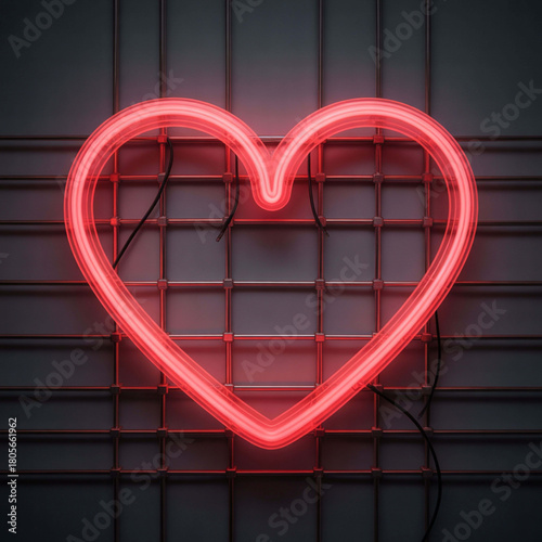 Glowing Heart: A vibrant neon heart glows against a textured surface, illuminating the essence of affection and romance.