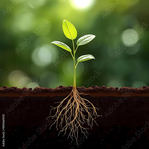 young plant growing in soil