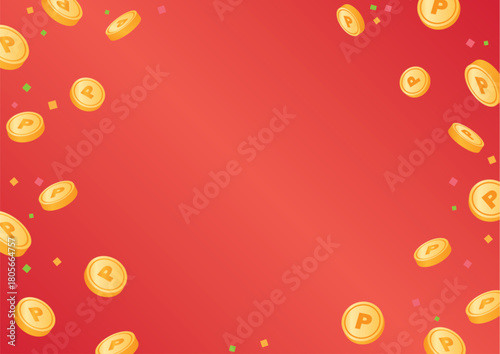 散らばるコインの背景素材