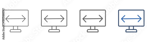
outline icon sheet gaps with computer design and left and right arrows