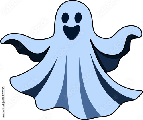 Happy Blue Ghost Character Design