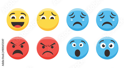 Collection of various emoji faces expressing different emotions, feelings, and expressions.