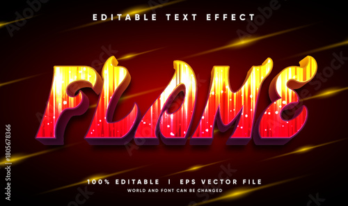 flame 3d vector text effect with modern style