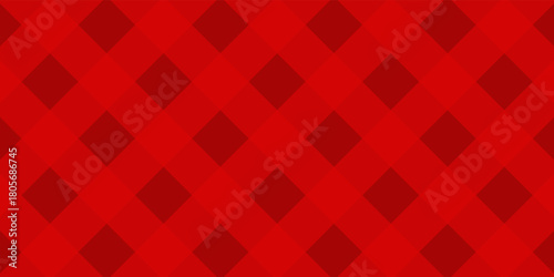 Red fabric texture background with checkered pattern. Template design for banners, posters, social media, greeting cards, gift wrapping.