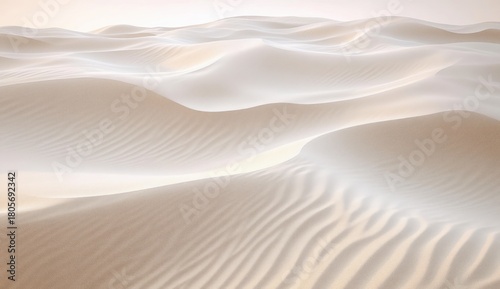 soft undulating sand dunes with delicate ripples under warm gentle light, serene and peaceful desert landscape
