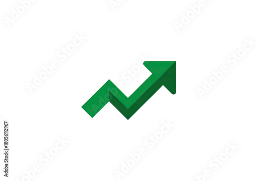 Green, stylized, upward-pointing arrow icon