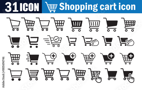 Ecommerce Trolley and Basket Vector Pack.  buy and sale , full and empty shopping cart symbols, Shopping cart icon set