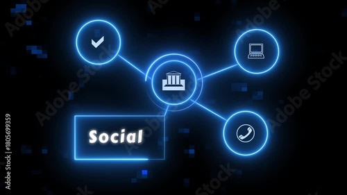 Wallpaper Mural Digital technology network system animation. Global network connection concept. Torontodigital.ca