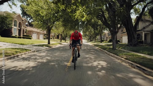 Wallpaper Mural Man riding a bicycle down a tree-lined suburban street Torontodigital.ca