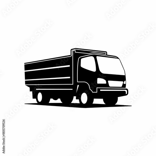 Dump truck icon. Black silhouette. Vector simple flat graphic illustration. Isolated object on a white background.