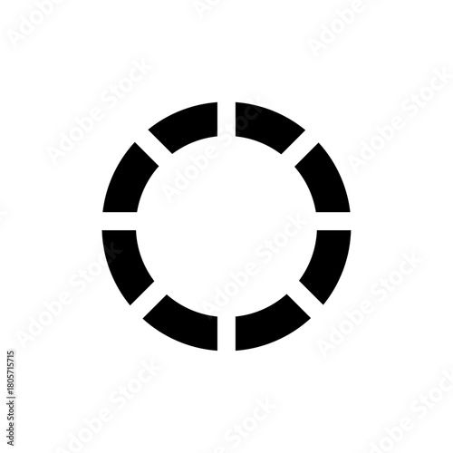 A clean and modern black segmented circle loader icon, ideal for UI design, animations, loading screens, and web interfaces