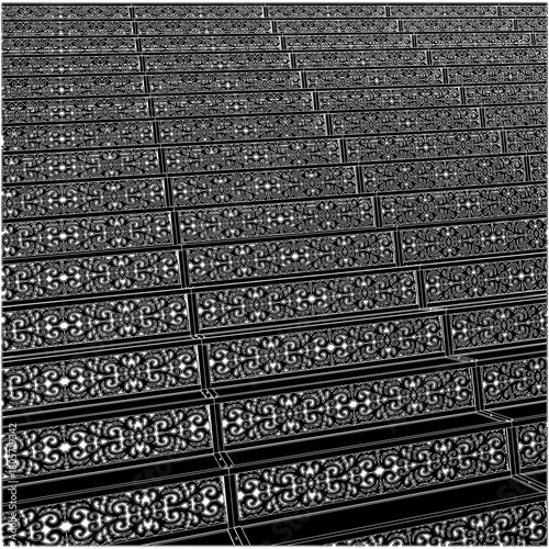 Ornamental Stair Steps Vector. Decorative Retro Vintage Stairs That Use Metal In Their Design. Illustration Isolated On White Background. 
