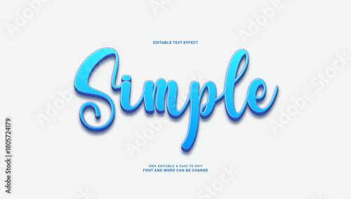 Simple Script Editable Text Effect with Blue 3D Shadow