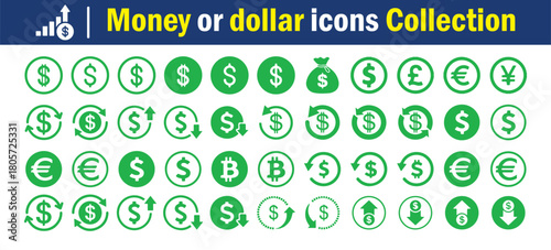 Dollar and Finance Symbol Set. Money coin isolated.. Internet money icons pack in checkerboard. Vector Illustration