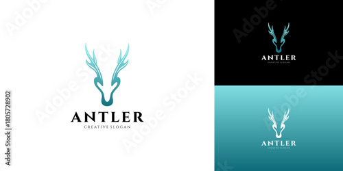Deer Head Gradient Logo Template Design Illustration Vector