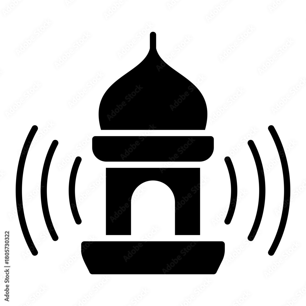 Obraz premium Icon of the call to prayer or takbir through the tower