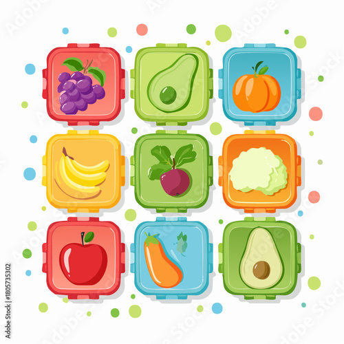 Different food in plastic or glass containers vector set
3