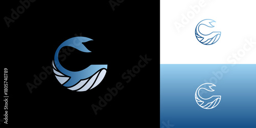 Whale Gradient Simple Modern Illustration Logo Template Vector