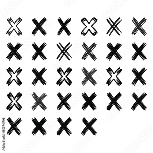 Hand drawn x marks vector collection, symbol of wrong and close.