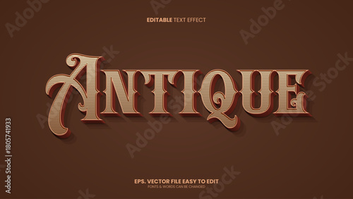 Antique 3d editable text effect, victorian style
