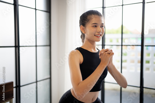 Female girl Attractive young asian woman doing stretching exercise on mat yoga Calmness and relax at gym Full body concentrated flexibility during workout. Free Download Female girl Attractive young asian woman doing stretching exercise on mat yoga Calmness and relax at gym Full body concentrated flexibility during workout. - GFXLoad