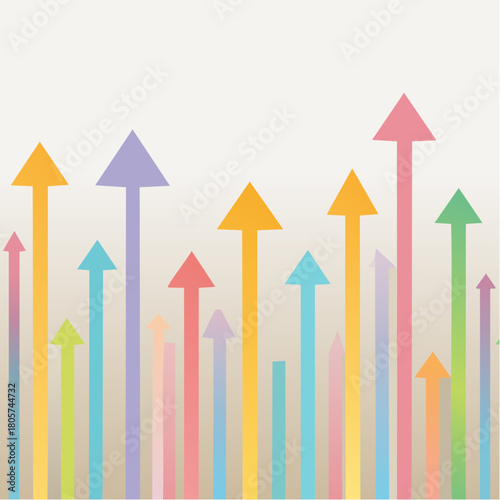 Overlapping coloured arrows pointing or moving up growth concept vector illustration
1