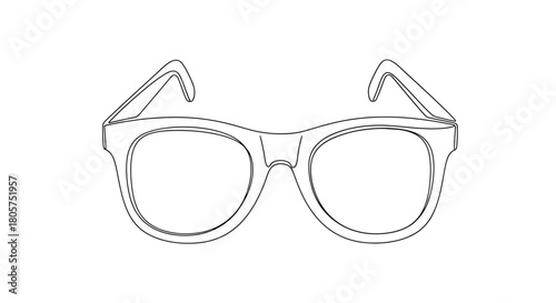Line art illustration of classic sunglasses on a plain white background for design projects