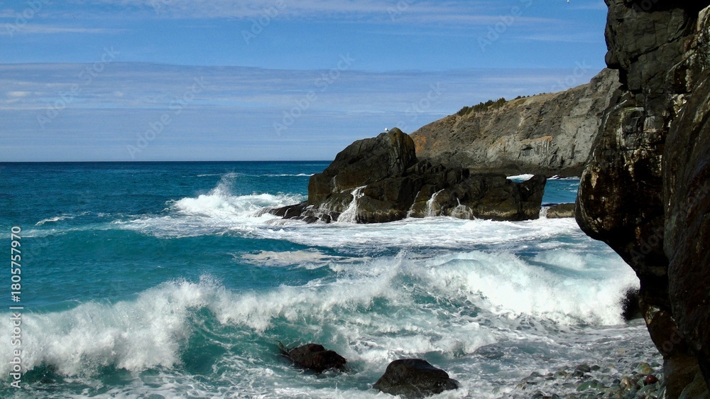 Fototapeta premium The elements, the ocean, the splashes – nature is magnificent. 