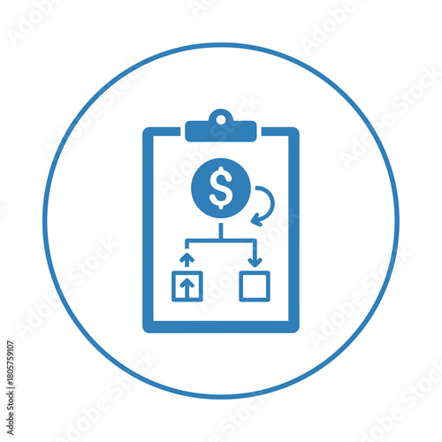 Financial Strategy in Blue: A minimalist graphic represents a strategic approach to financial planning, with key elements of investments and growth presented in a clean, modern design. 