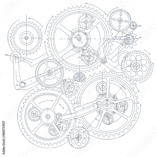 Mechanized Marvel: A meticulously crafted blueprint reveals the intricate dance of gears and cogs, a testament to mechanical precision and engineering.