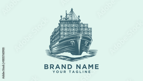 Majestic Container Ship Vector Logo Design for Maritime and Logistics Branding